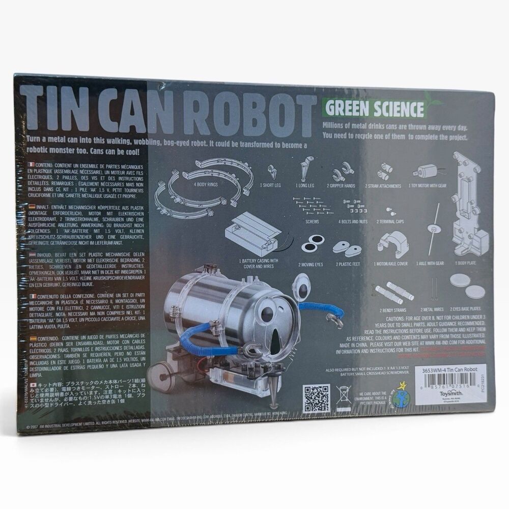 Tin Can Robot 4M Green Science STEM Kit New Sealed Toysmith KidzRobotix 8+ - Picture 4 of 7